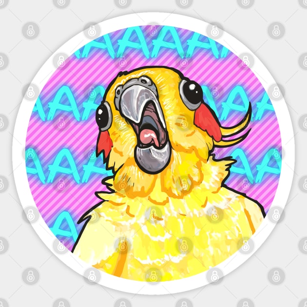 Screaming Cockatiel Sticker by Nat Rodgers 